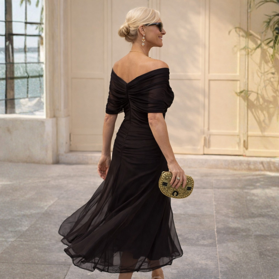 Alessandra | Vestido Largo Escote Hombros Descubiertos