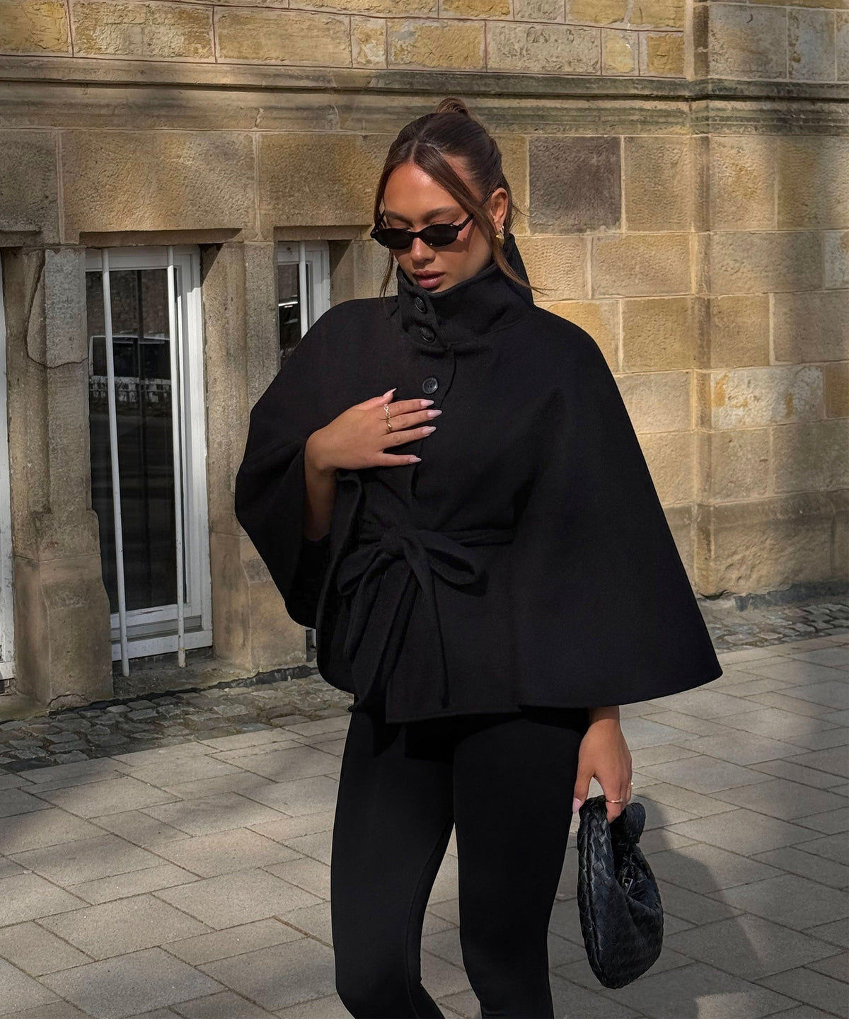 Elena | Capa Poncho de Caída Elegante Negro