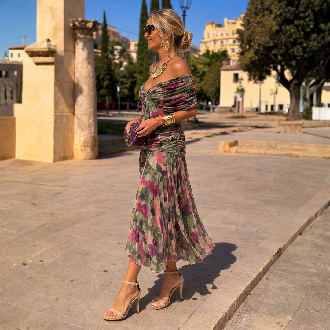 Alessandra | Vestido Largo Escote Hombros Descubiertos