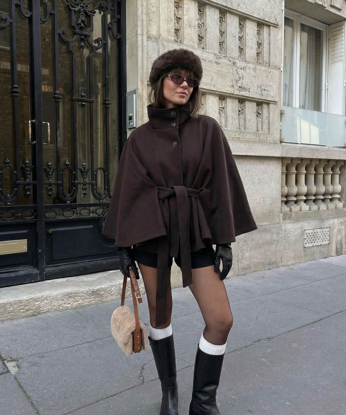 Elena | Capa Poncho de Caída Elegante Marrón