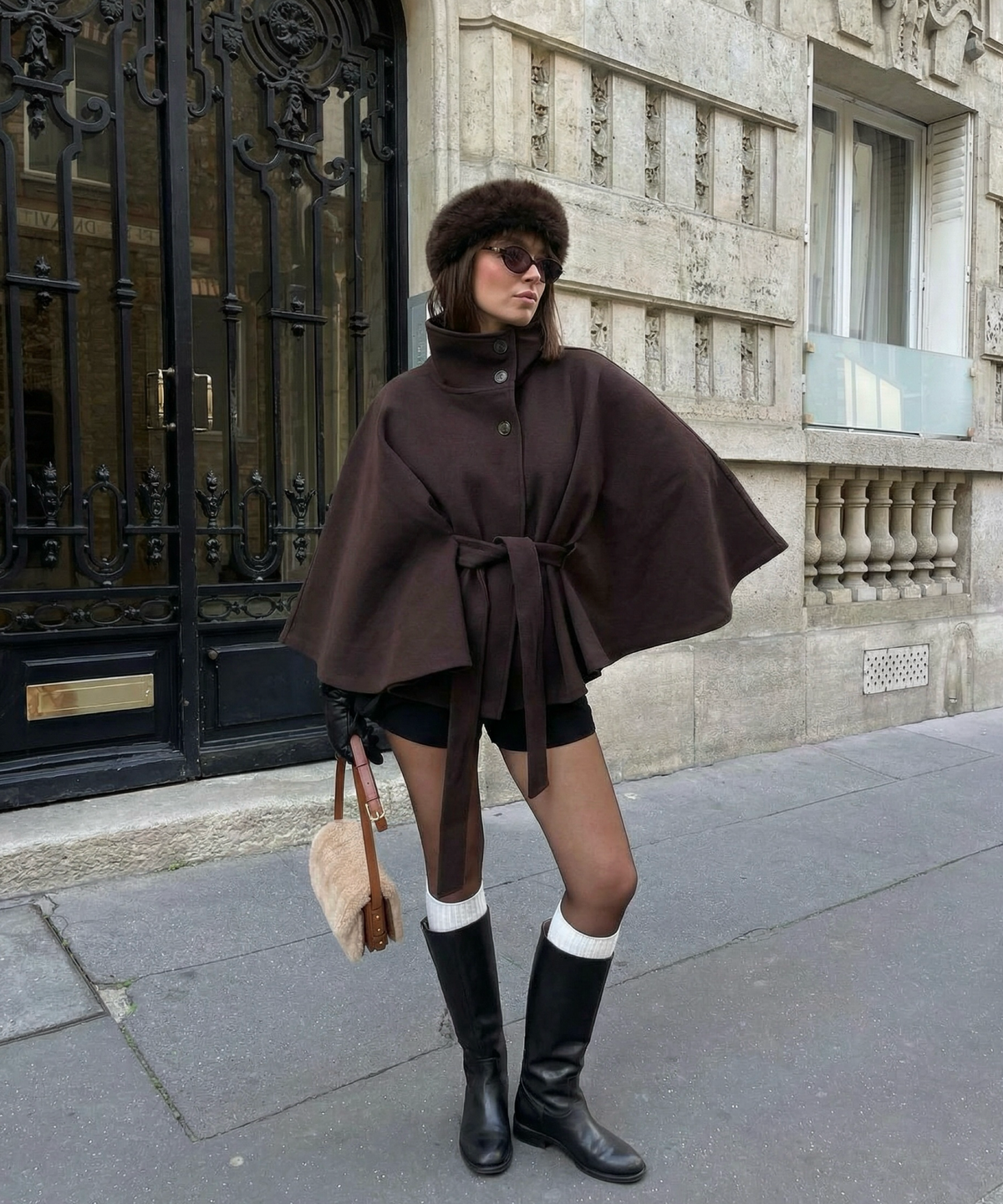 Elena | Capa Poncho de Caída Elegante Marrón