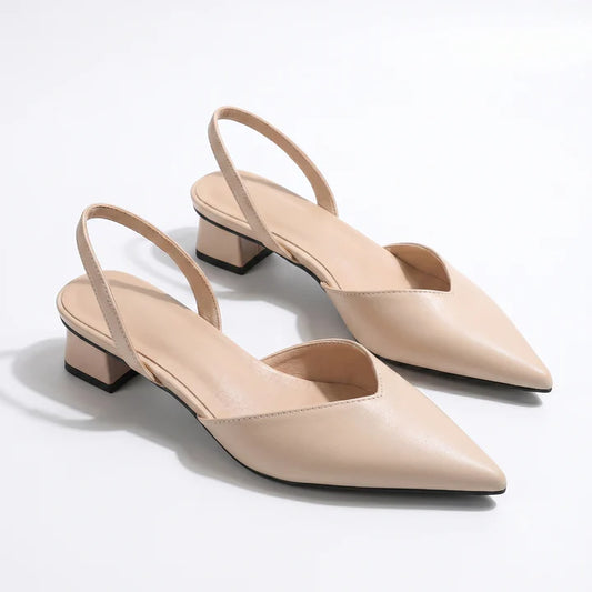Elena-Zapatos de tacón bajo con tira trasera