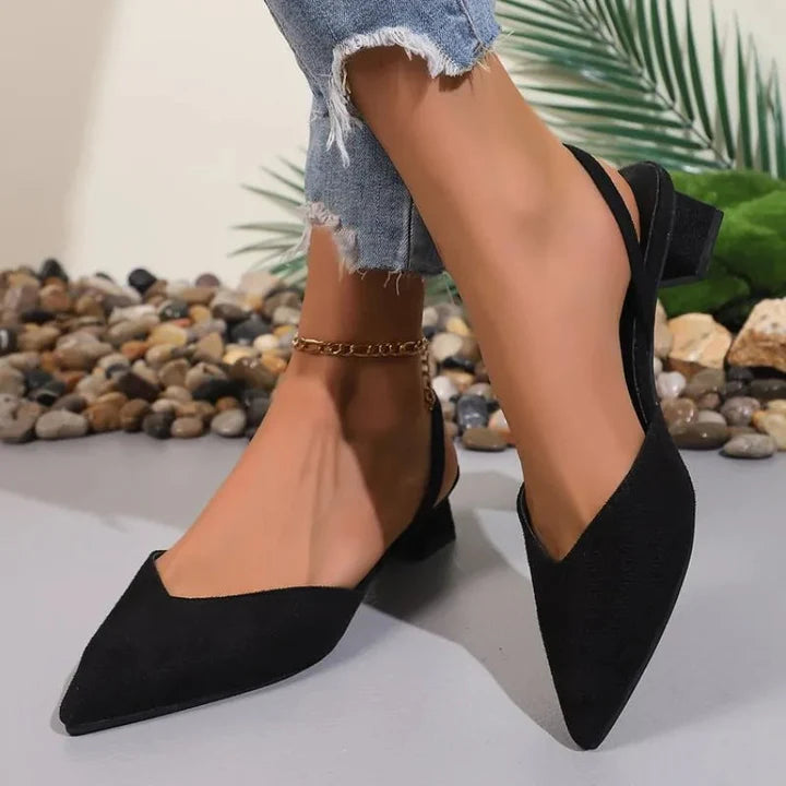 Elena-Zapatos de tacón bajo con tira trasera
