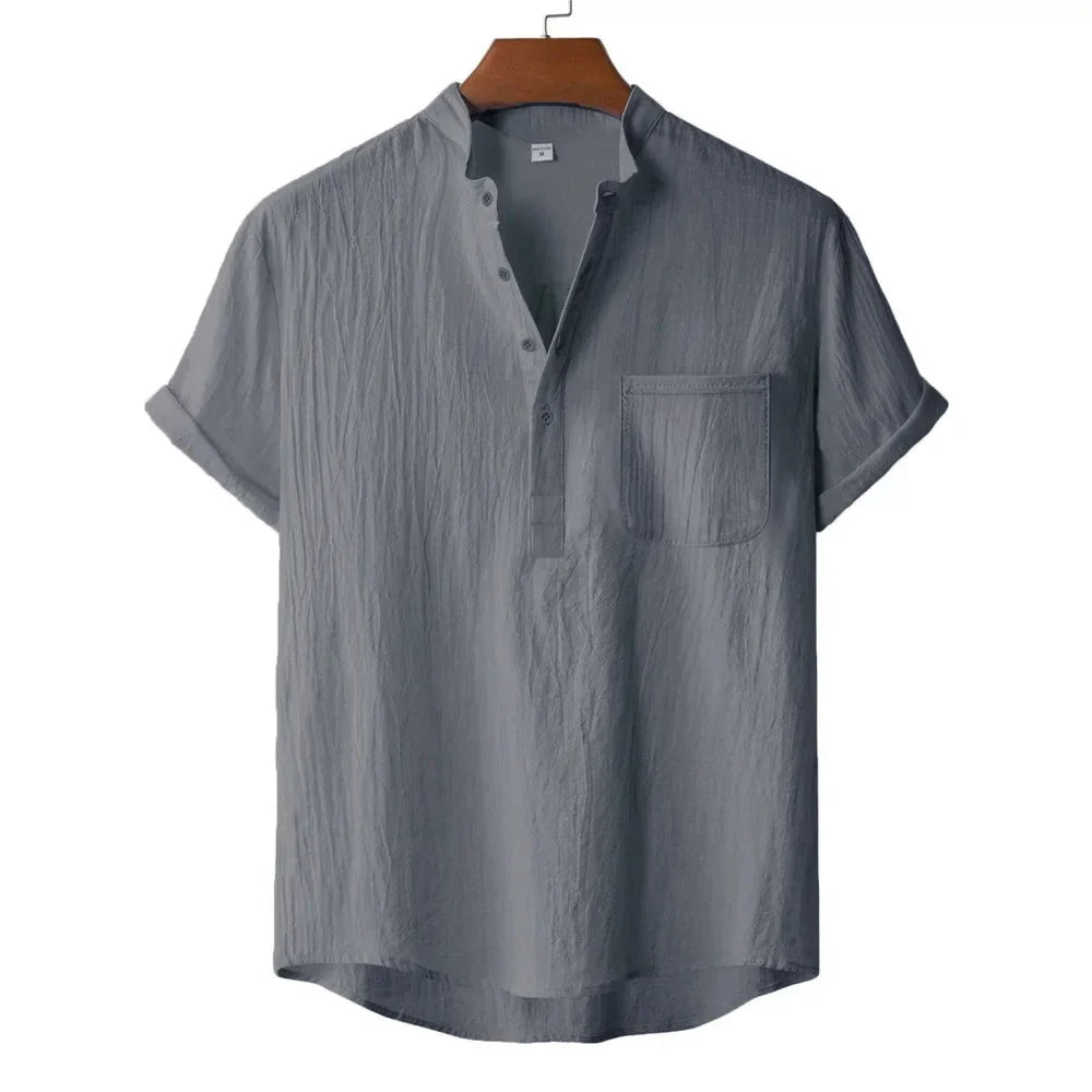 Camiseta Henley de Lino Ligera