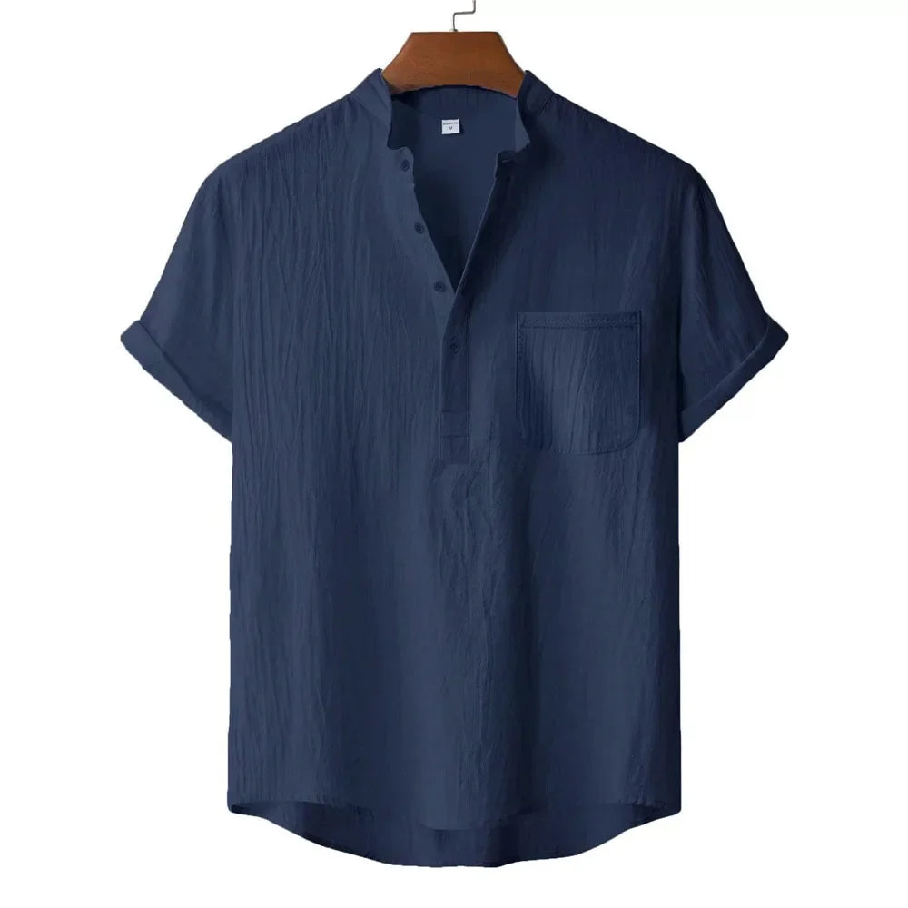 Camiseta Henley de Lino Ligera