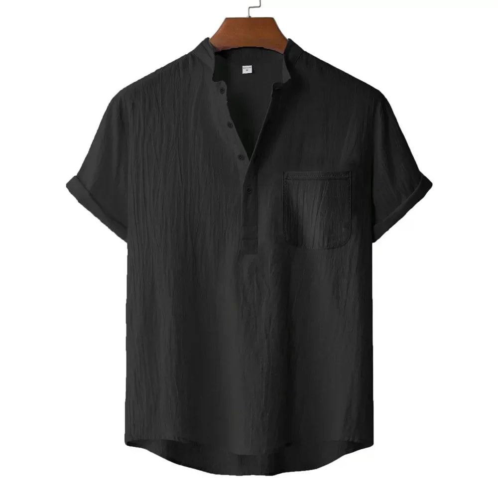 Camiseta Henley de Lino Ligera