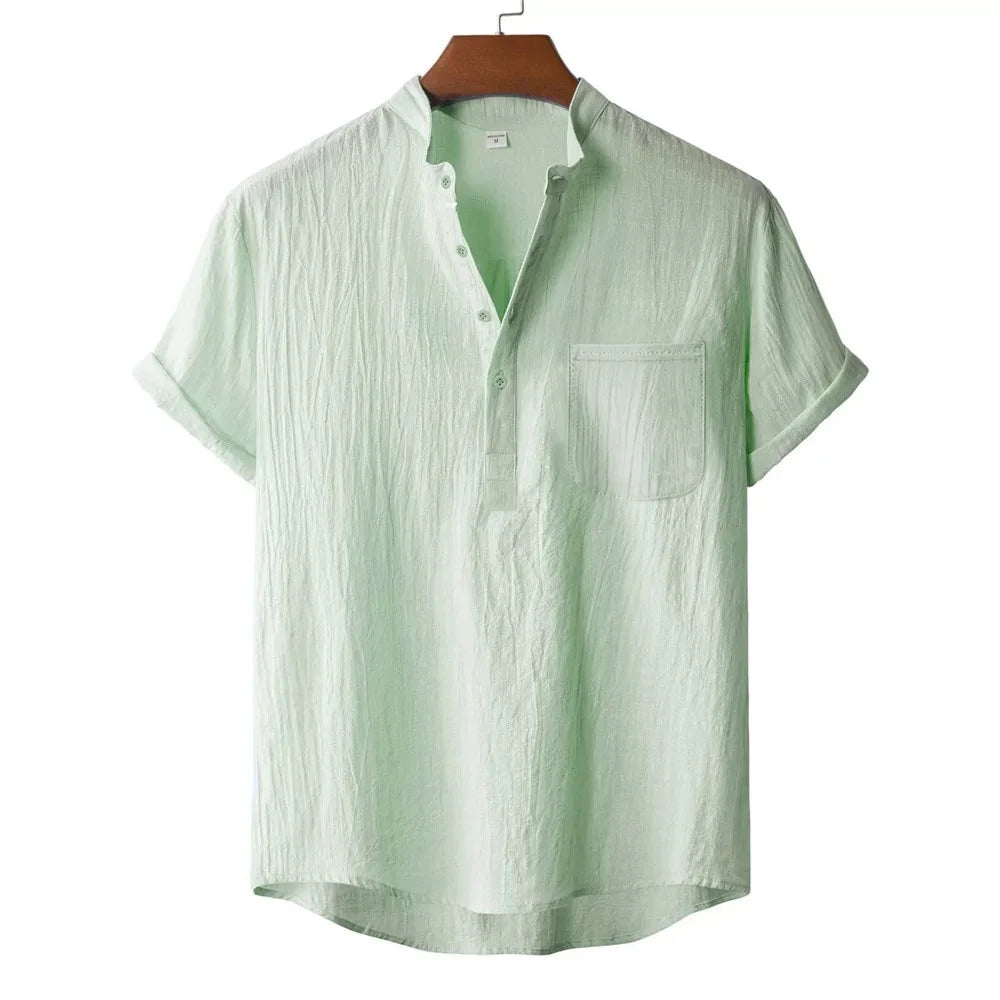 Camiseta Henley de Lino Ligera