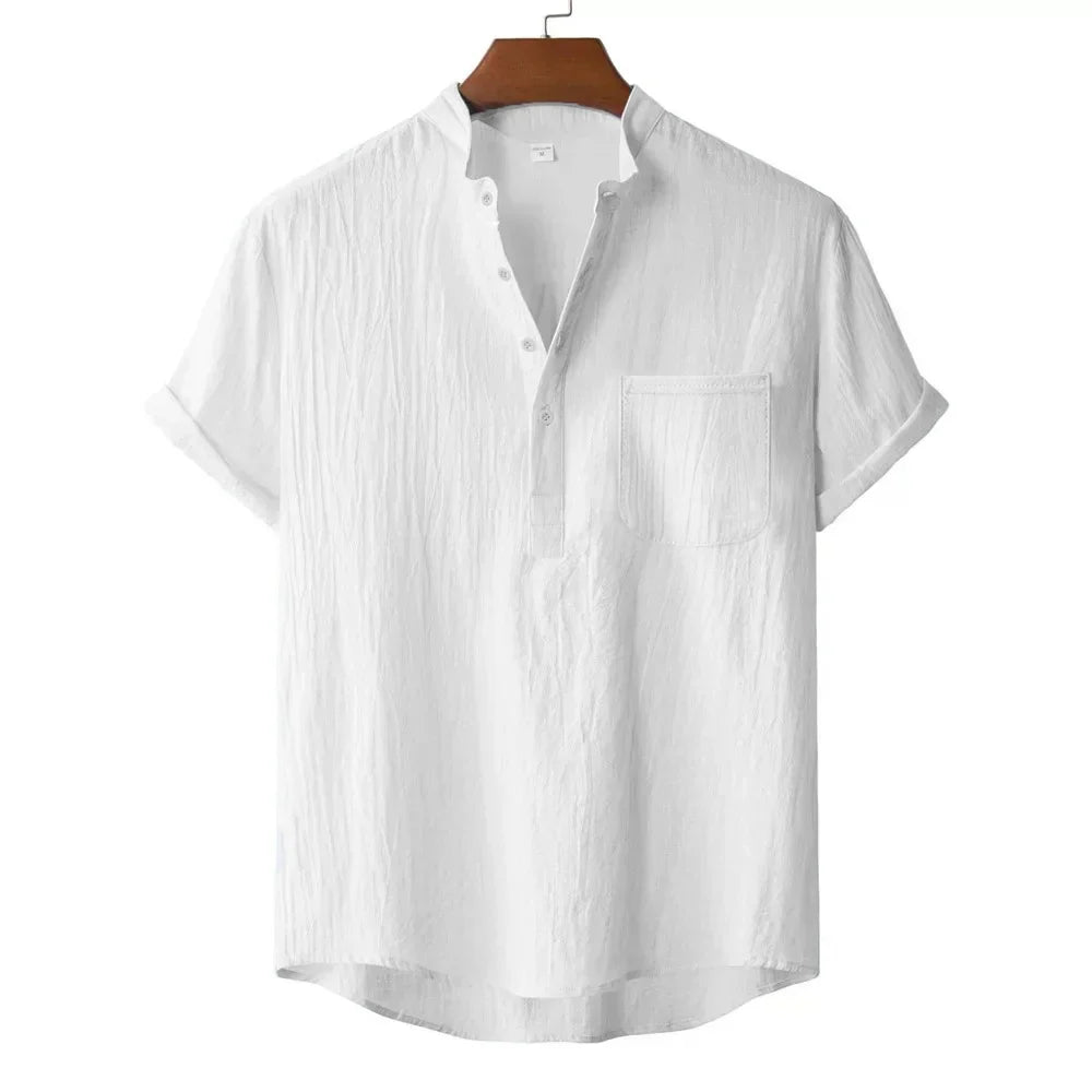 Camiseta Henley de Lino Ligera