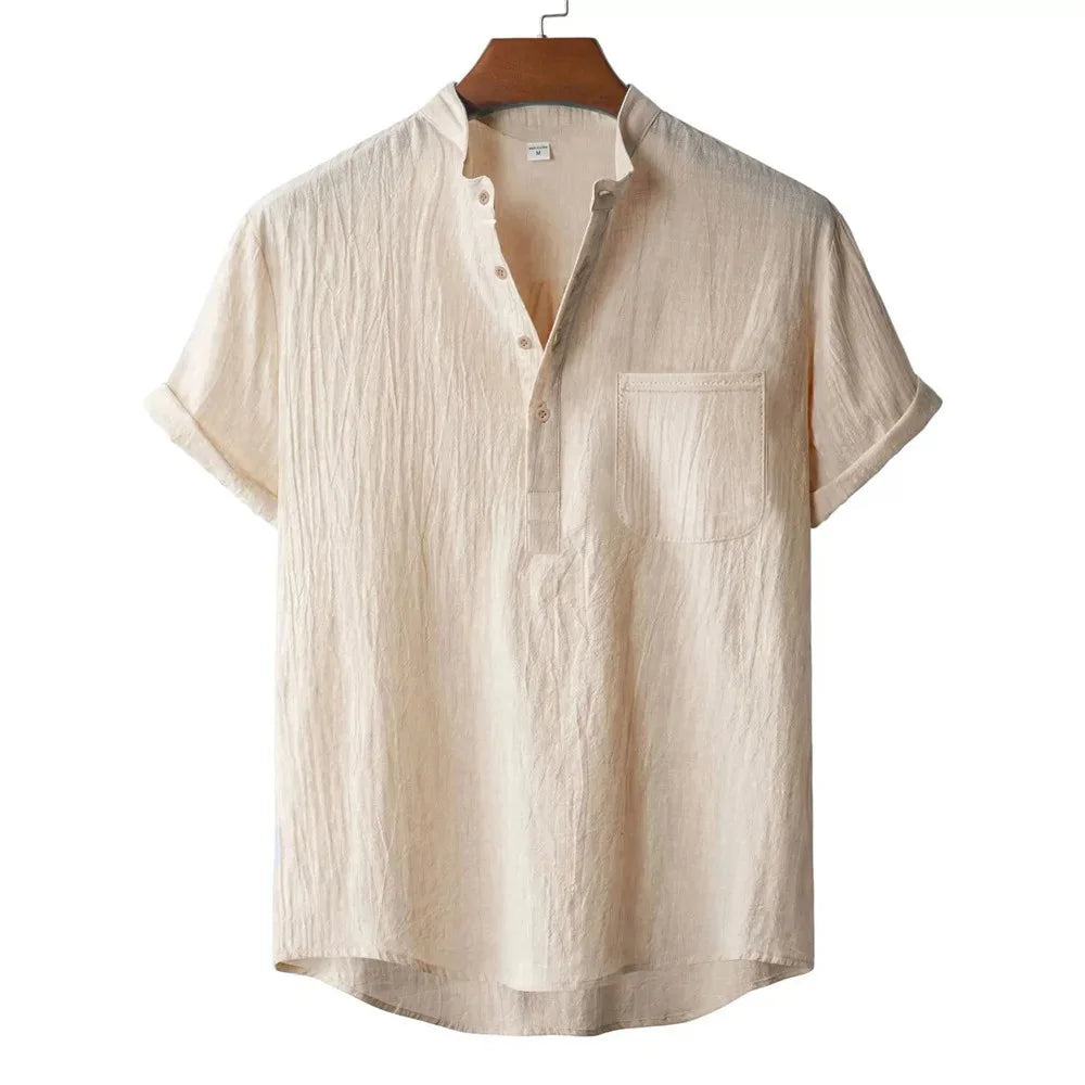 Camiseta Henley de Lino Ligera