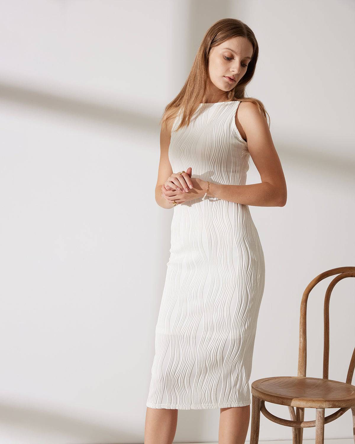 Vestido Cami Texturizado Efecto Ondas de Agua