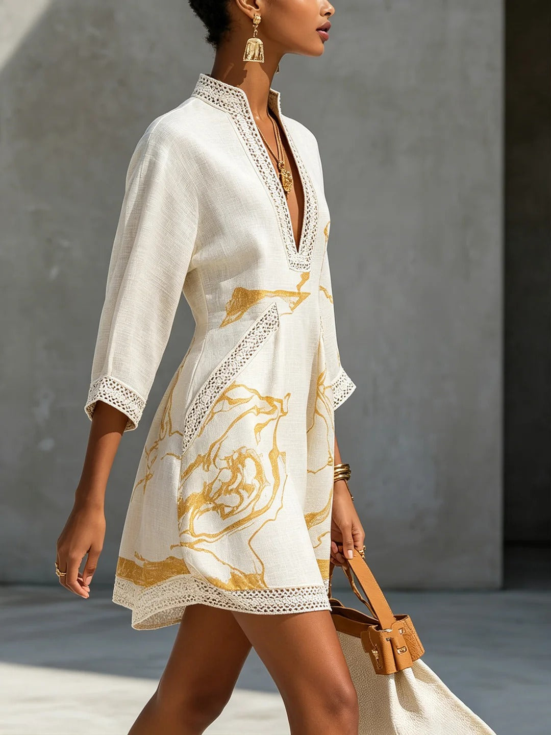 Amélie | Vestido Marfil Dorado