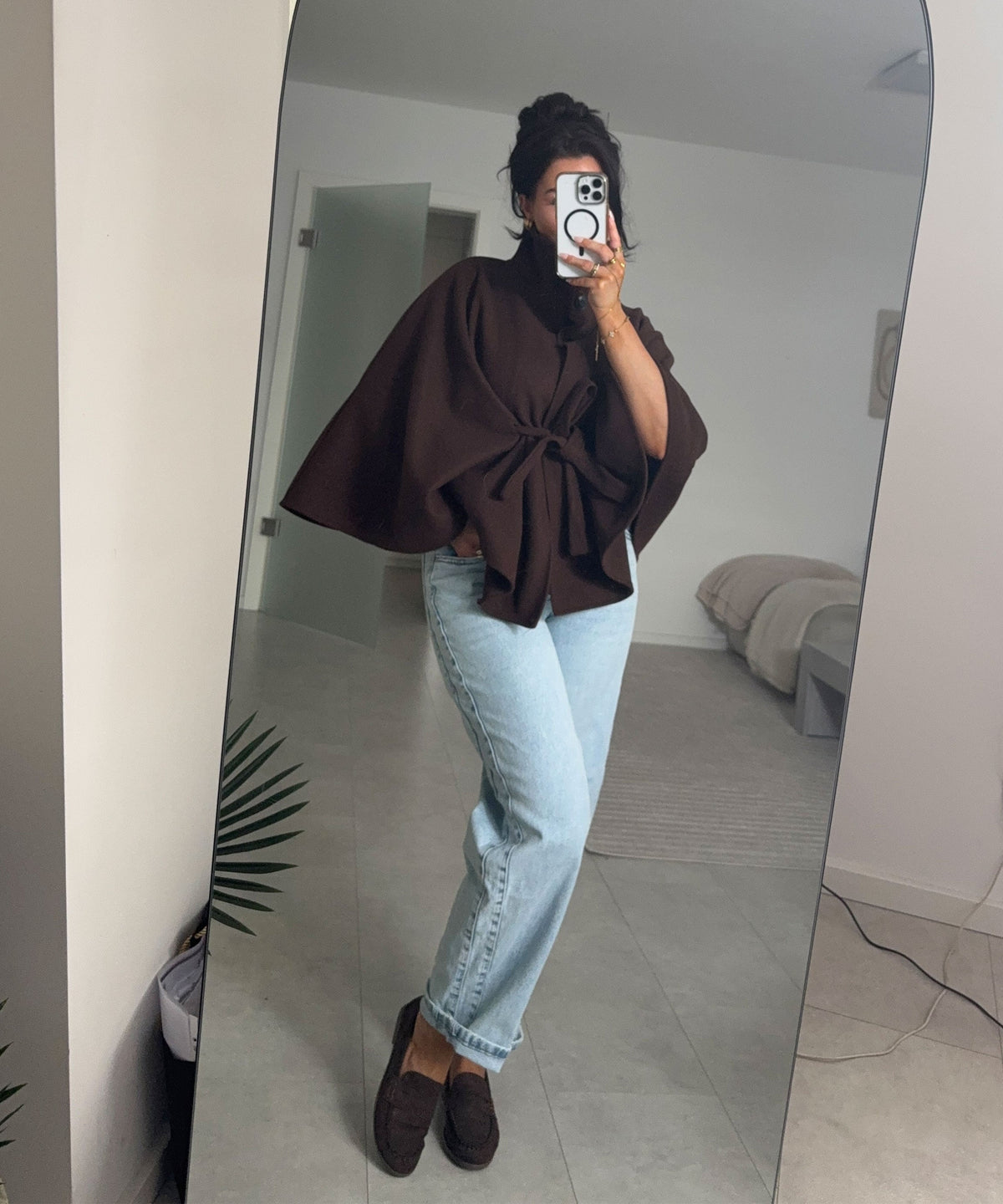 Elena | Capa Poncho de Caída Elegante Marrón