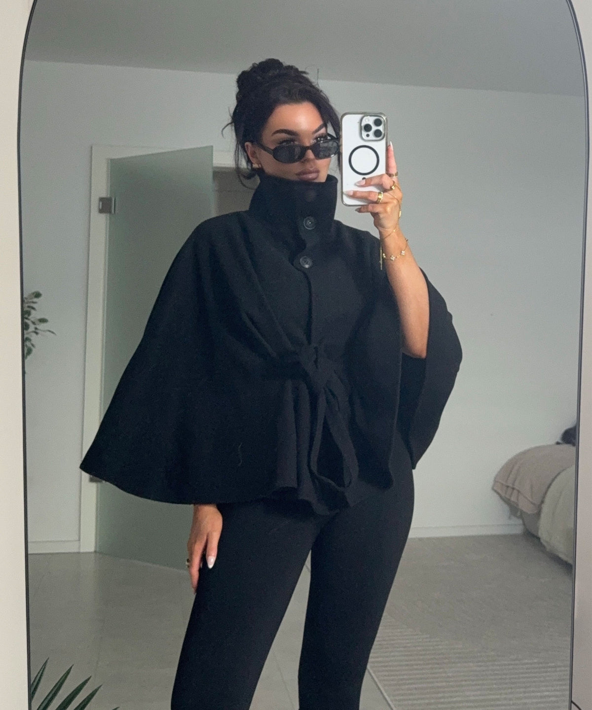 Elena | Capa Poncho de Caída Elegante Negro