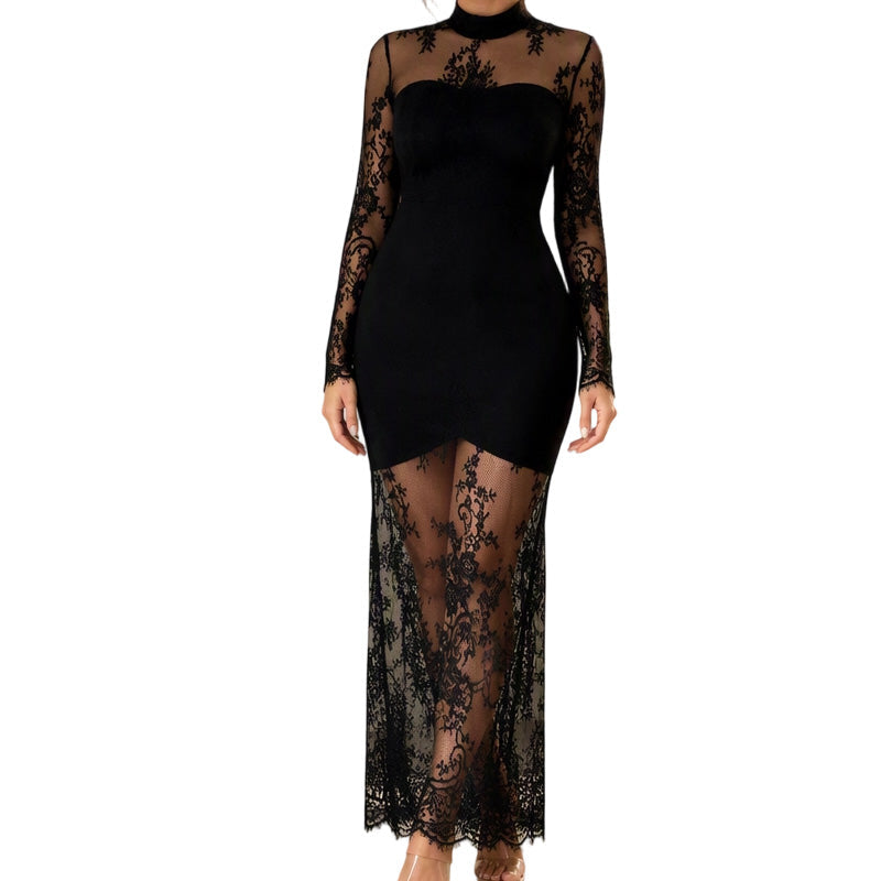 Maxi | Vestido de Encaje de Manga Larga
